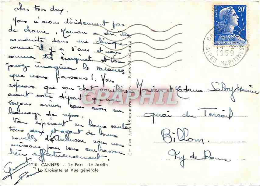 CPM Cannes Le Port Le Jardin L Croisette et Vue generale  — Rückseite