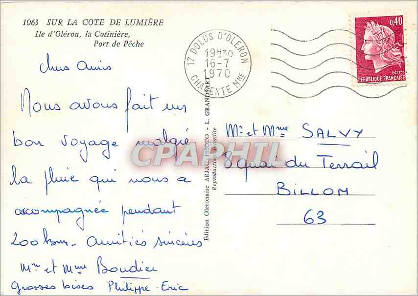 CPM Ile d'Oleron la Cotiniere Port de Peche Bateaux — Rückseite