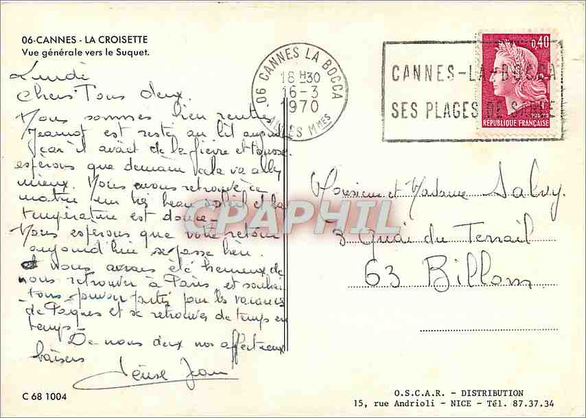 CPM Cannes La Croisette Vue generale vers le Suquet  — Verso