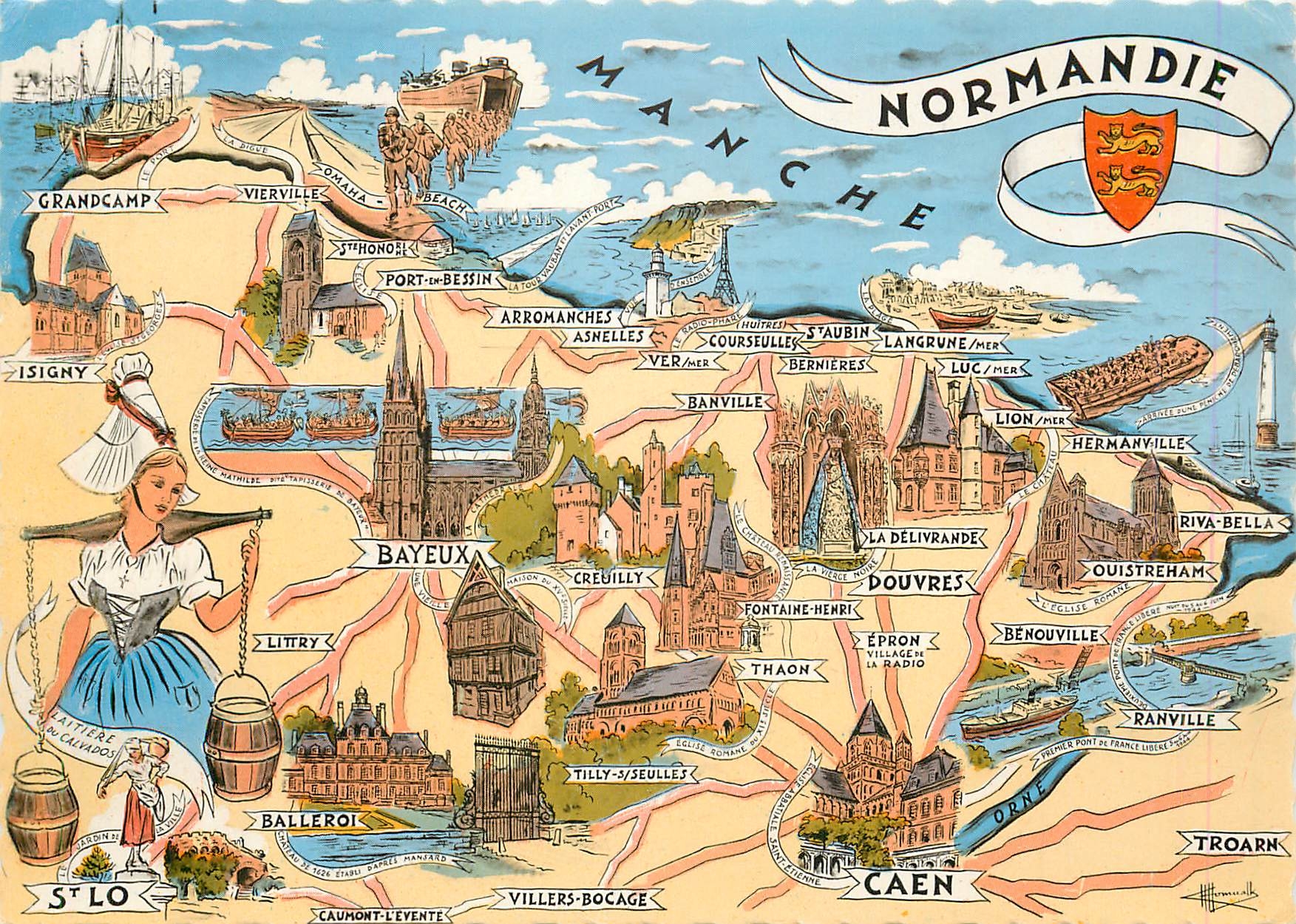 CPM Manche Normandie Bayeux Grandcamp Caen Douvres