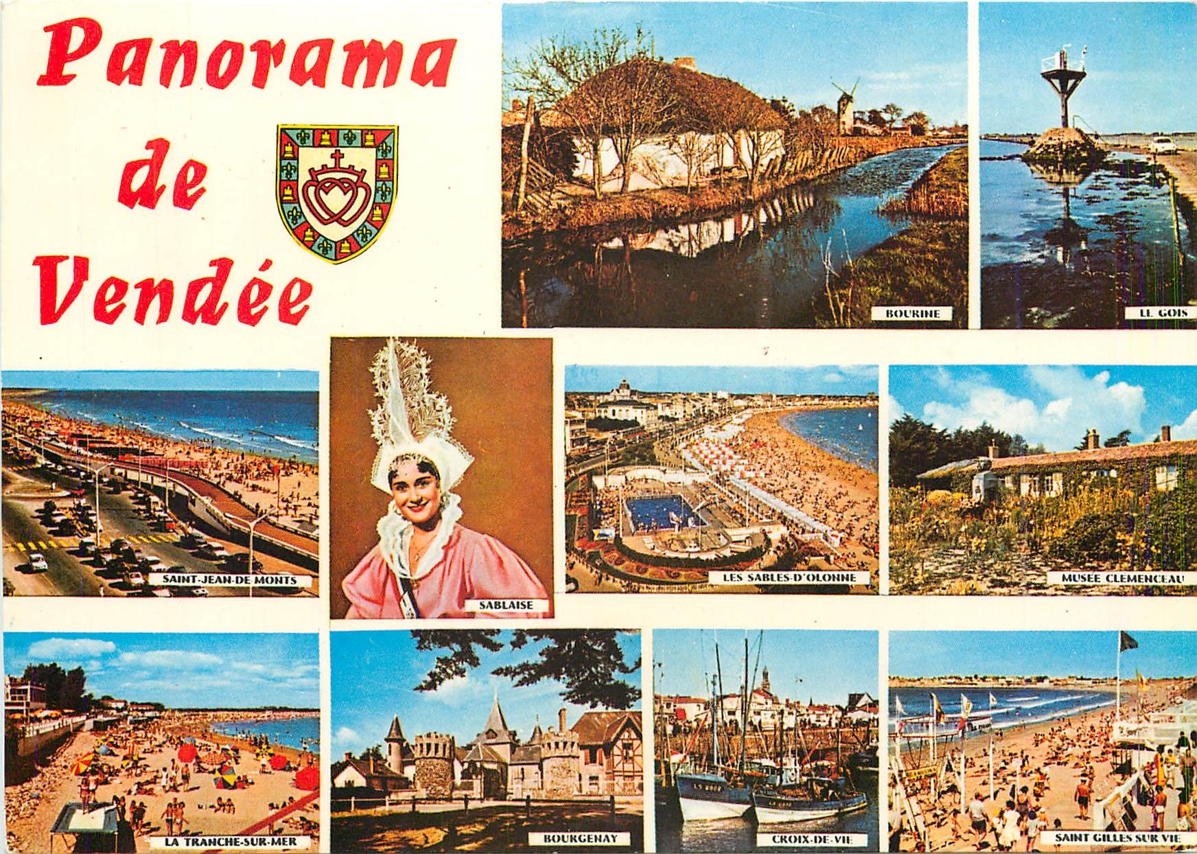 CPM Panorama de Vendee Bourine Le Gois Saint Jean de Monts Les Sables d'Olonne Musee Clemenceau La T