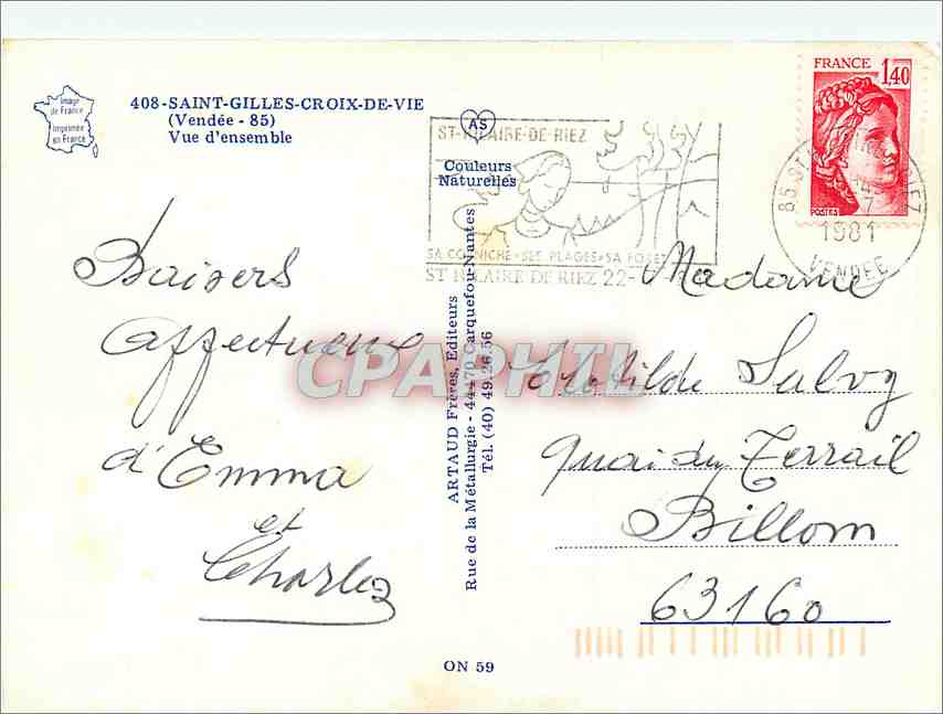 CPM Saint Gilles Croix de Vie Vendee Vue d'ensemble  — Verso