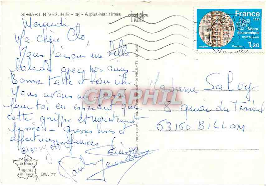 St-Martin-Vésubie — station climatique à 960 m — éditeur Imprimerie de France — Rückseite