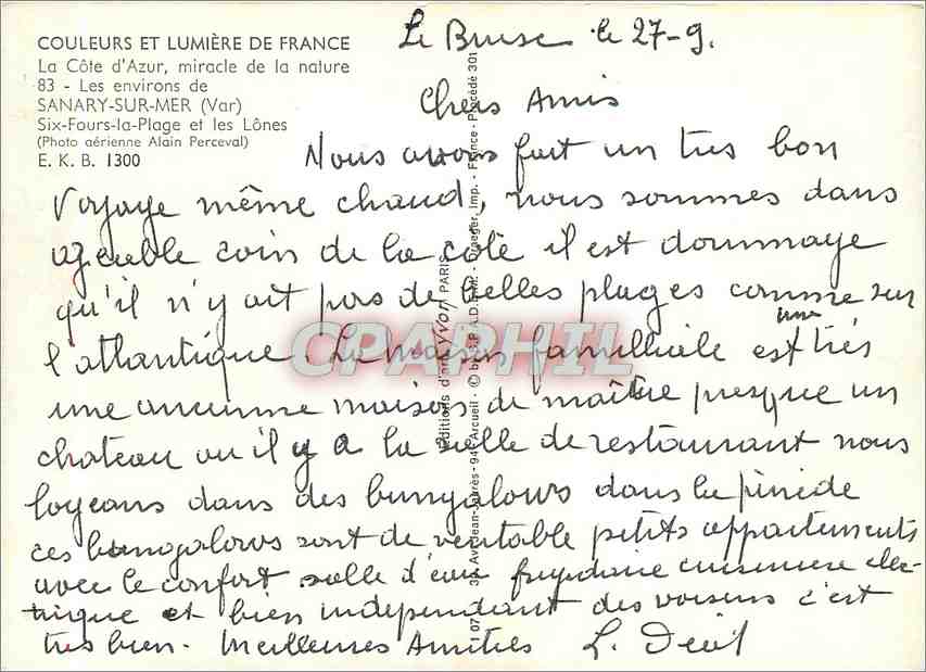 Sanary-sur-Mer — Les environs de la Côte d'Azur — Éditions d'Art Paris — Verso