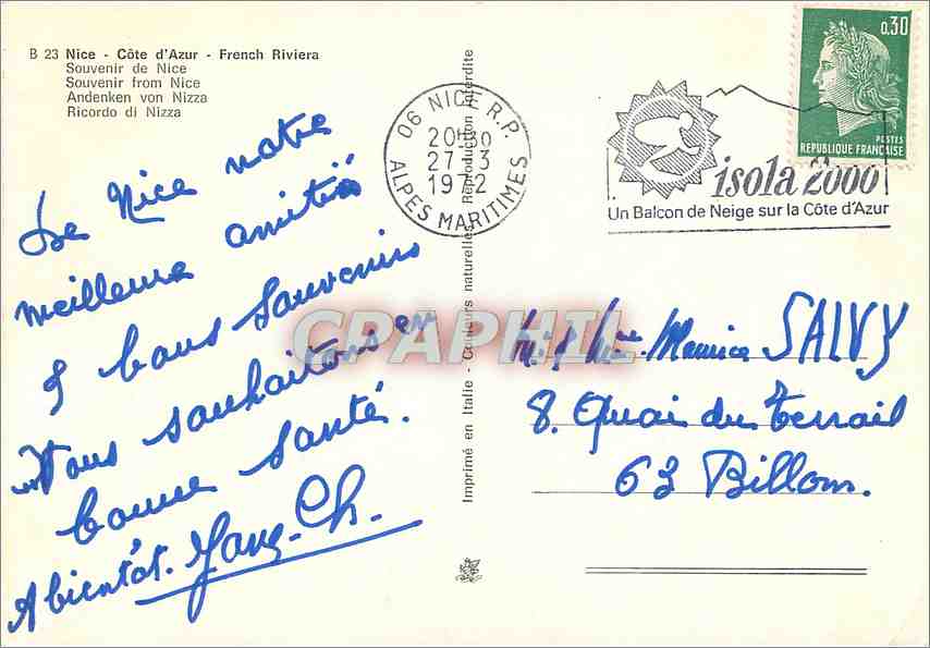 CPM Nice Cote d'Azur French Riviera Souvenir de Nice  — Rückseite