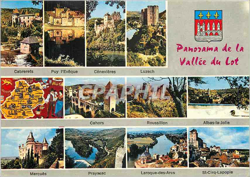 CPM Panorama de la Vallee du Lot Cabrerets Puy l'Eveque Cenevieres Luzech 