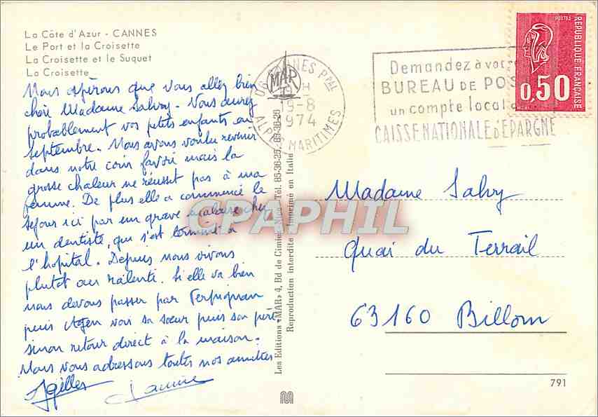CPM La Cote d'Azur Cannes Le Port et la Croisette  — Rückseite