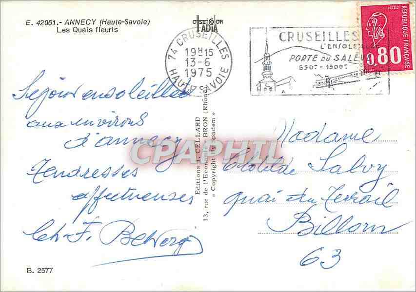 Annecy (Haute-Savoie) — Les Quais fleuris — Éditions J. Cellard — Rückseite