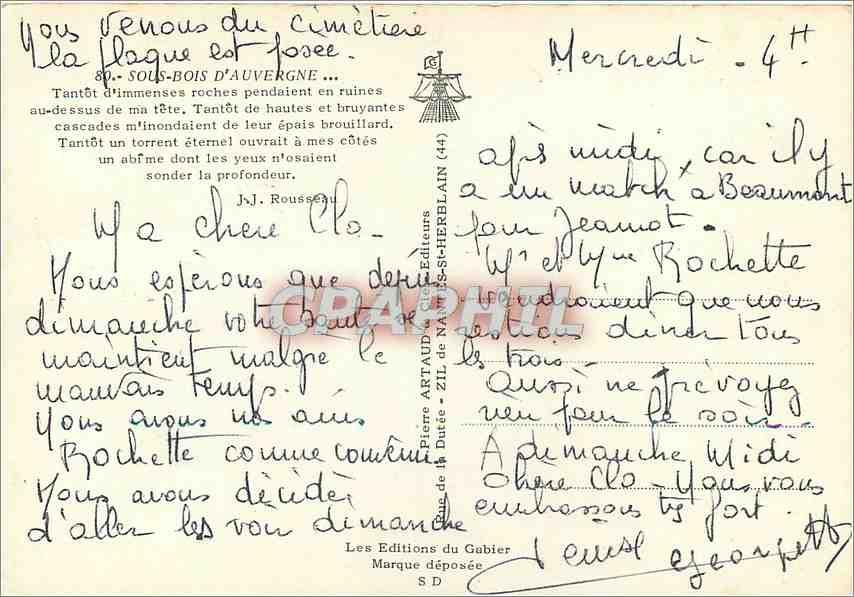 Cascade of La Plagne — Underwood of Auvergne — Les Éditions du Gabier — Back