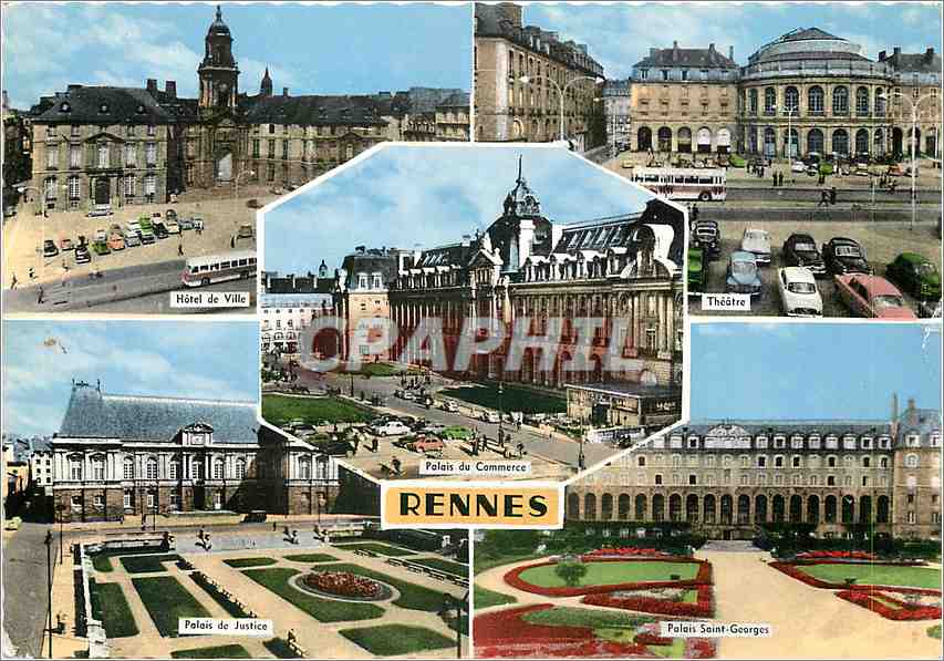Rennes — Panoramablick auf die wichtigsten Denkmäler — Verlag P. MESNY, Nr. 2943