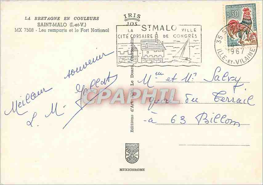 Saint-Malo — Les remparts et le Fort National — Éditions d'Art Mexichrome n°105 — Verso