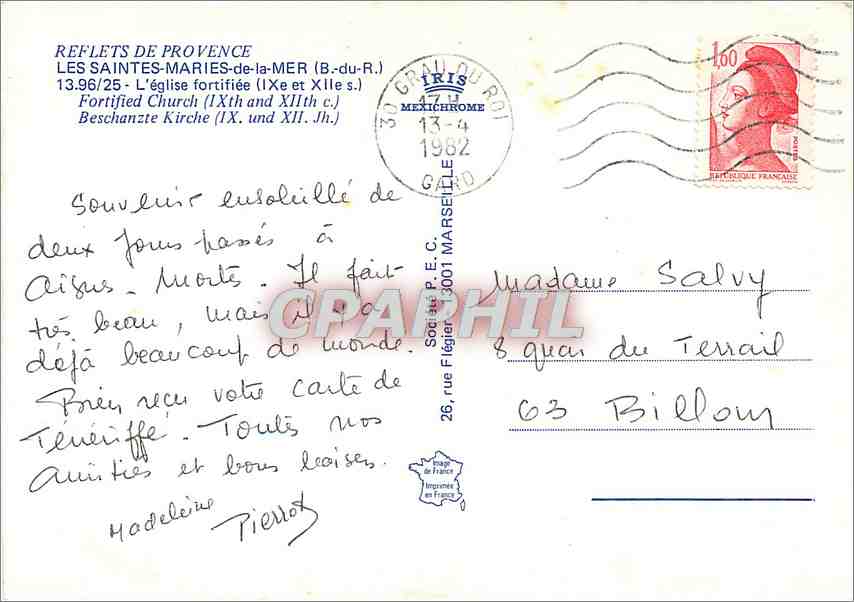 Les Saintes-Maries-de-la-Mer — Église fortifiée (IXe et XIIe s.) — IRIS — Verso