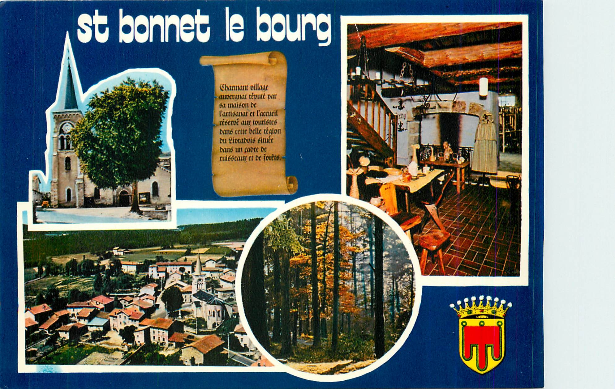 CPM St Bonnet le Bourg P de D L'eglise Vue generale aerienne 