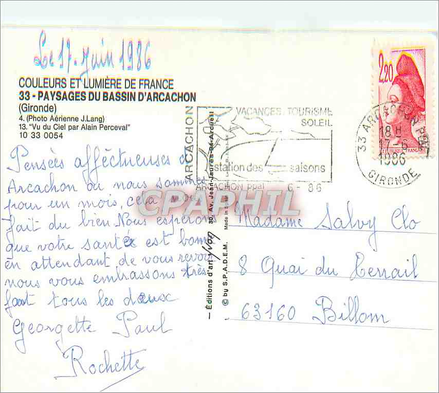CPM Paysages du Bassin d'Arcachon Gironde Vu du Ciel par Alain Perceval  — Rückseite