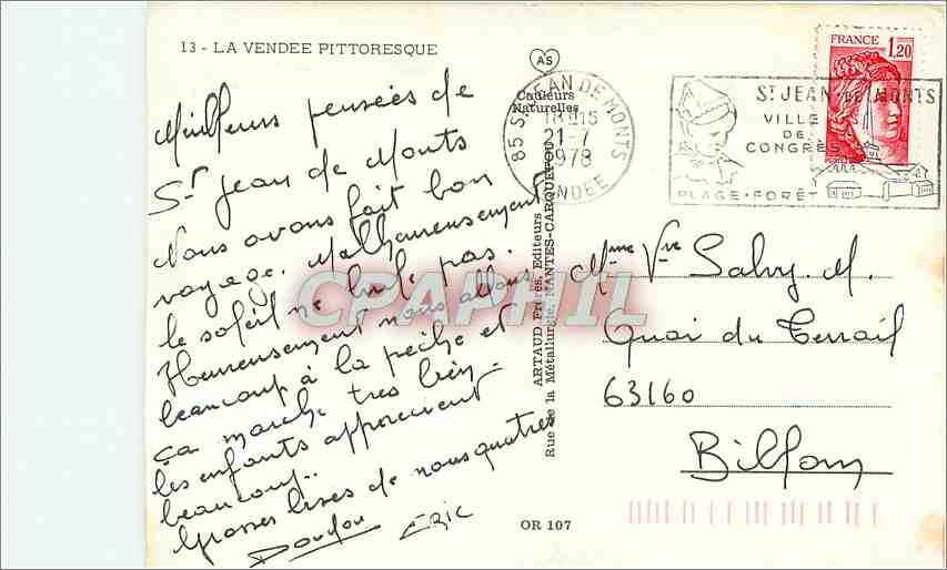 CPM La Vendee Pittoresque Mervent L'angle Guignard Barrage de Mervent Chantonnay  — Back