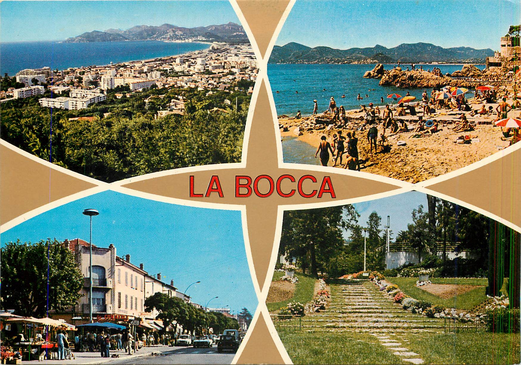 CPM Souvenir de Cannes La Bocca Vue generale la plage le marche les jardins 