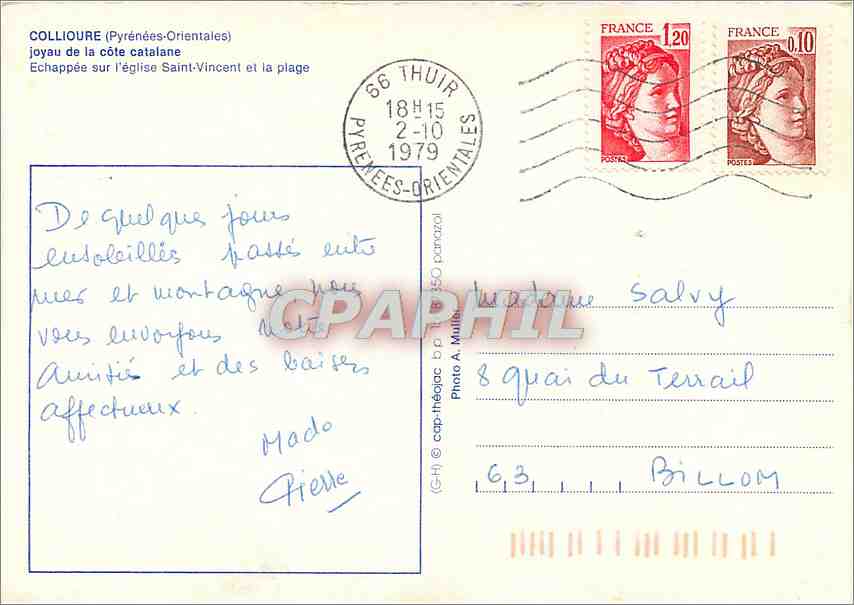 CPM Collioure Pyrenees Orientales joyau de la cote catalane Echappee sur l'eglise Saint Vincent et l — Rückseite