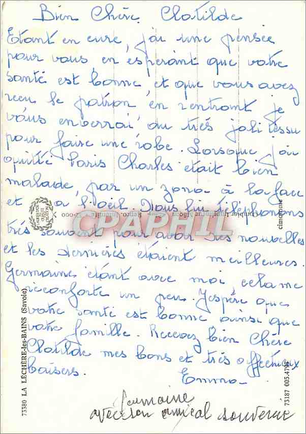 CPM La Lechere les Bains Savoie  — Rückseite