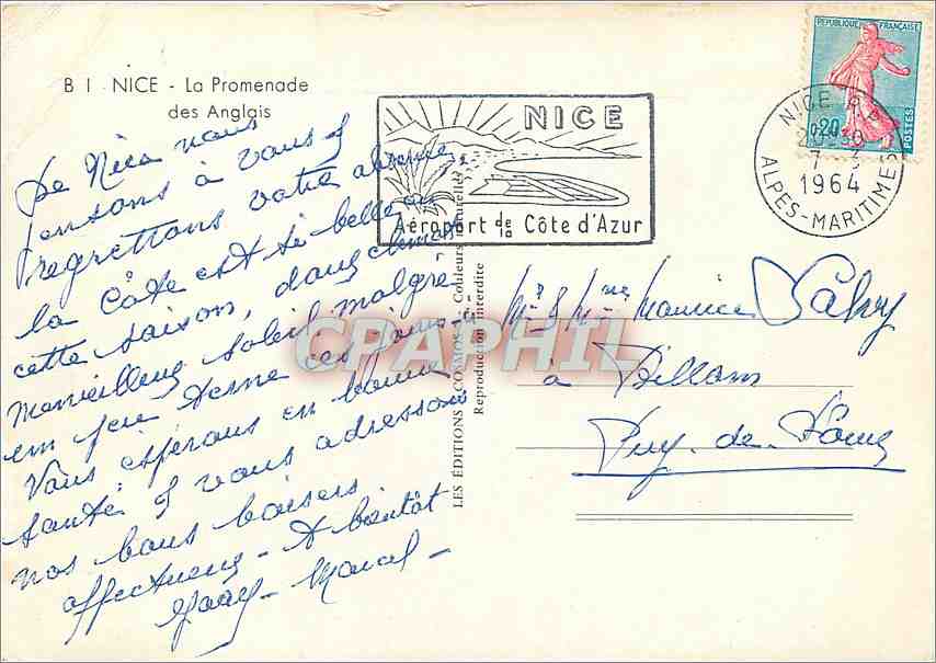 CPM Nice La Promenade des Anglais  — Verso