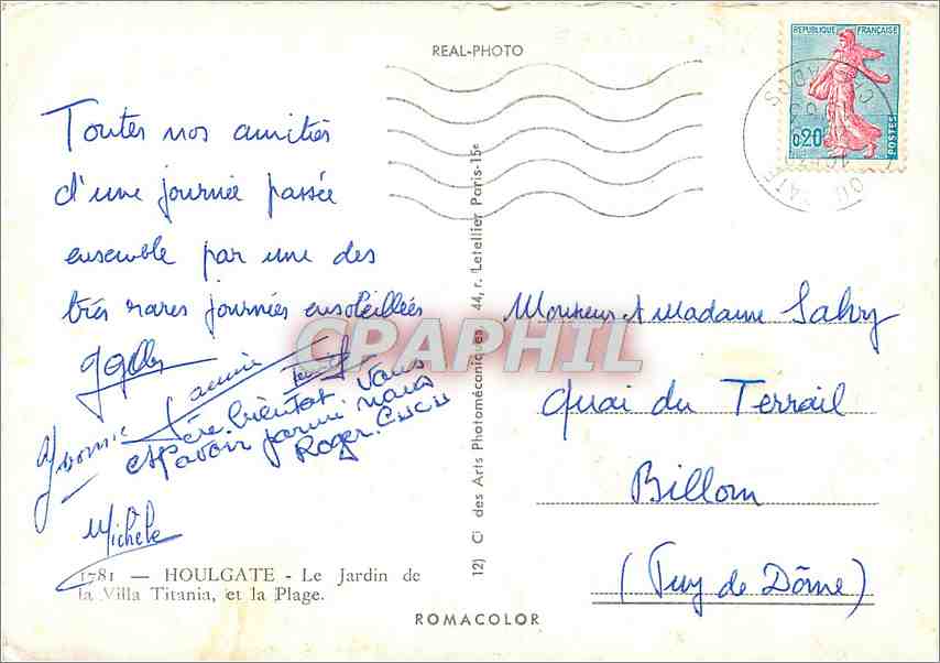 CPM Houlgate Le Jardin de la Villa Titania et la Plage  — Rückseite