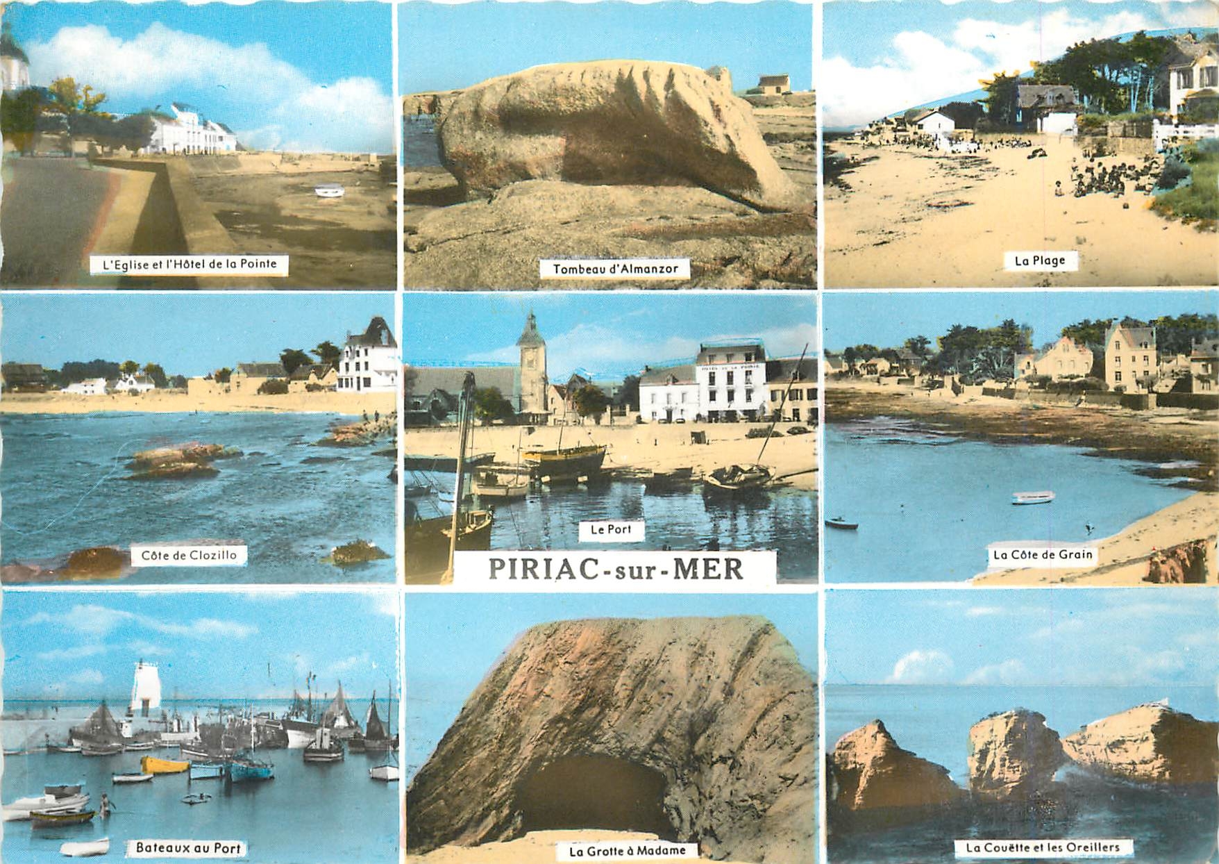 CPM Piriac sur Mer L'Eglise et Hotel de la Pointe Tombeau d'Almanzar La Plage 