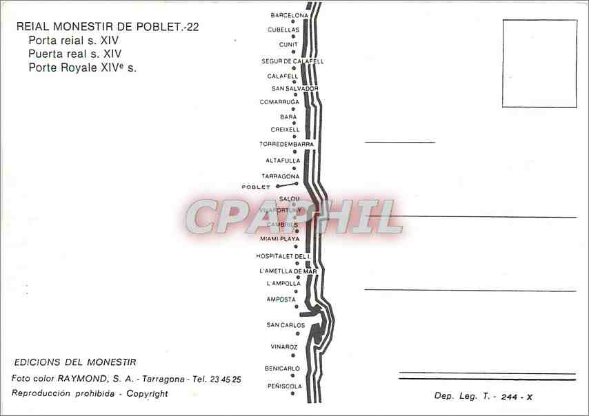CPM Reial Monestir de Poblet Porte Royale  — Rückseite