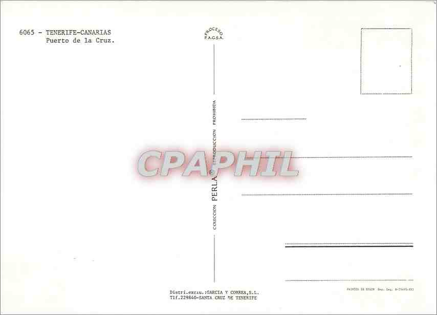 CPM Tenerife Canarias Puerto de la Cruz  — Rückseite