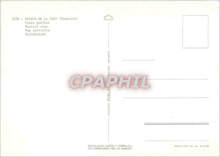 CPM Puerto de la Cruz Tenerife Vue partielle  — Rückseite