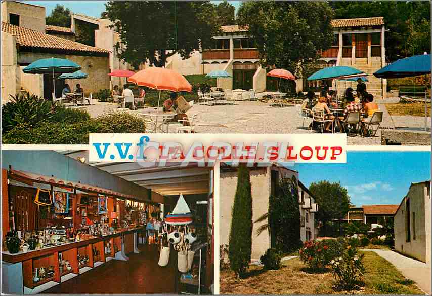CPM La Colle sur Loup Alpes Maritimes La terrasse du village La boutique Les bungalows  VVF
