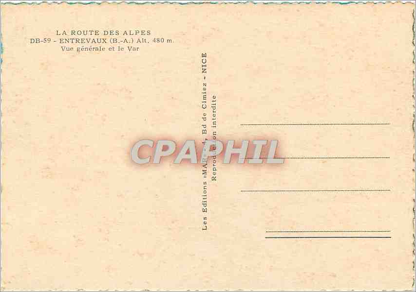CPM Entrevaux BA Vue generale et le Var  — Rückseite
