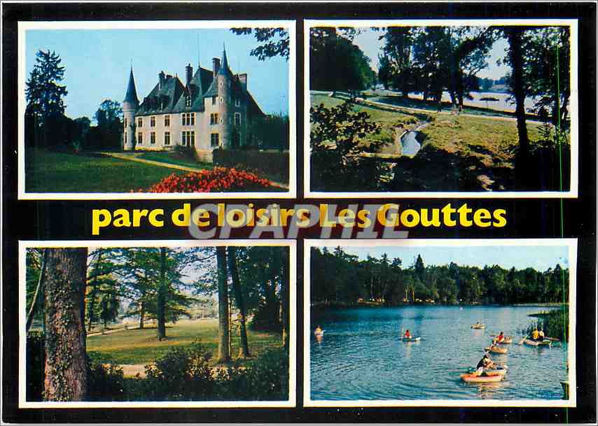 CPM Parc de Loisirs des Gouttes Thionne Allier Le chateau le petit lac et vues du parc 
