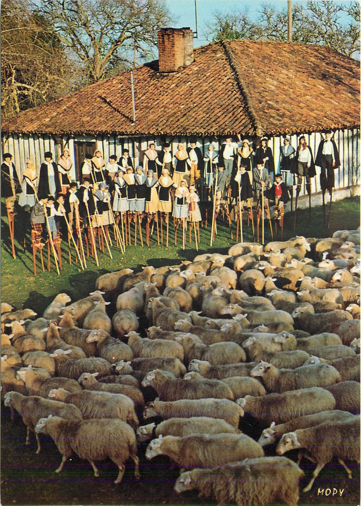 CPM France La Cote d'Argent Les Landes Touristiques Folklore Landais avec le Groupe 