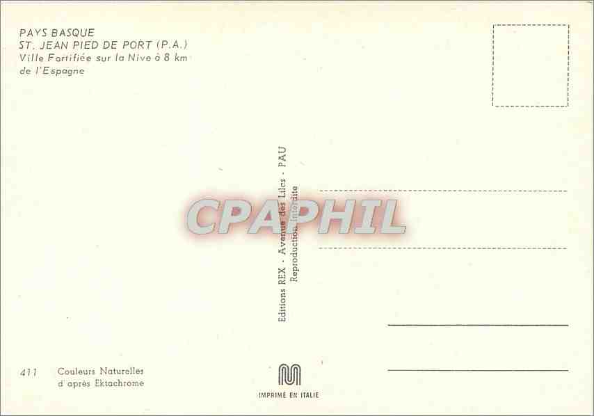 St Jean Pied de Port — ville fortifiée sur la Nive à 8 km de l'Espagne — Éditions REX, PAU — Rückseite