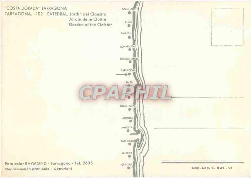 CPM Costa Dorada Tarragona Jardin de le Cloitre  — Rückseite