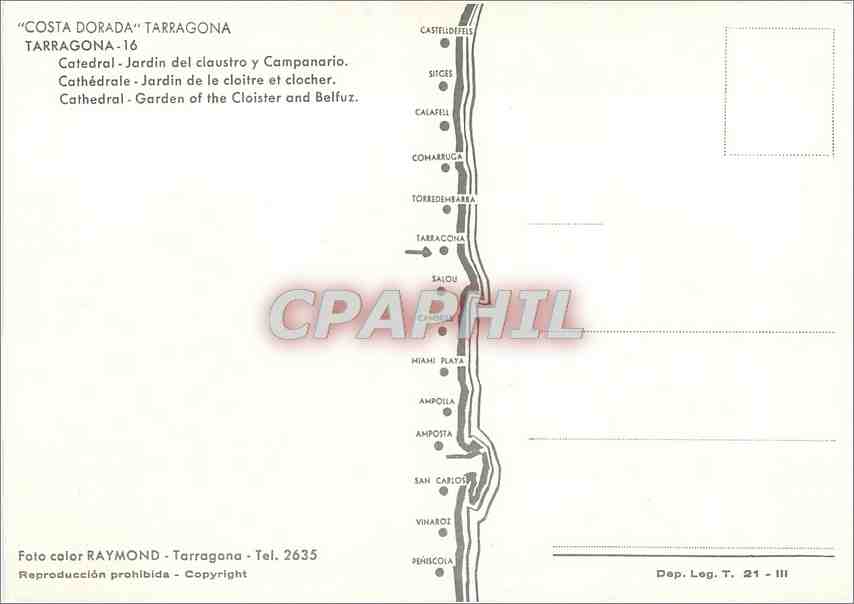 CPM Costa Dorada Tarragona Cathedrale Jardin de le cloitre et clocher  — Rückseite