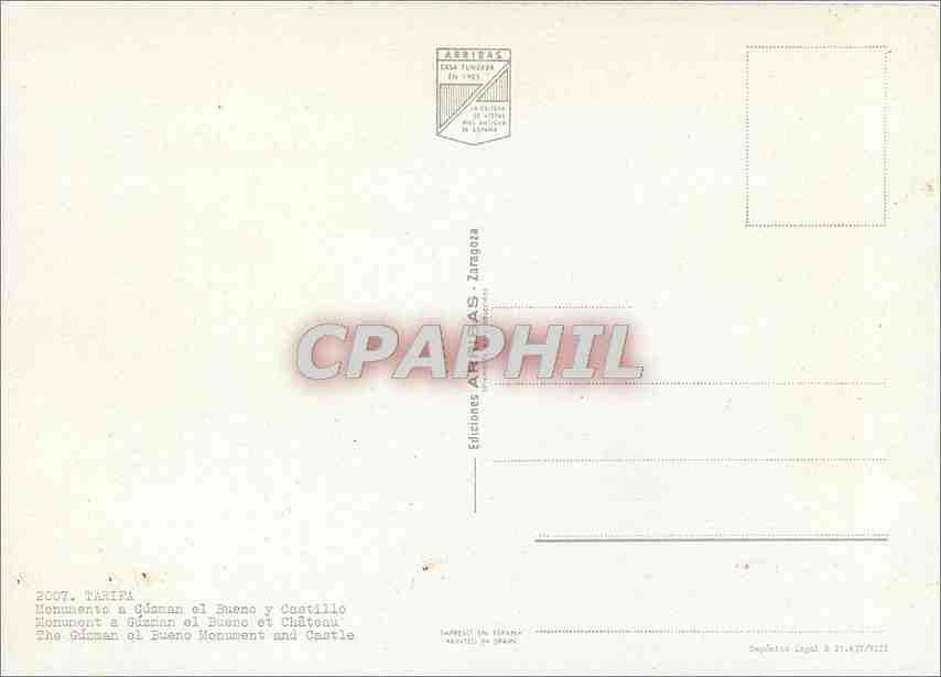 CPM Tarifa Momument a Guzzian el Bueno et Chateau  — Rückseite