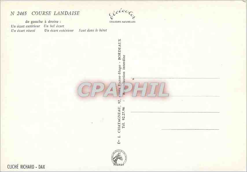 CPM Course Landaise de gauche a droite Taureau Corrida  — Rückseite
