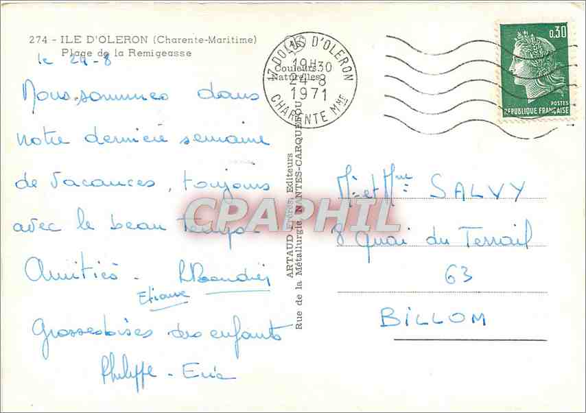 CPM Ile d'Oleron Charente Maritime Plage de la Remigeasse  — Rückseite
