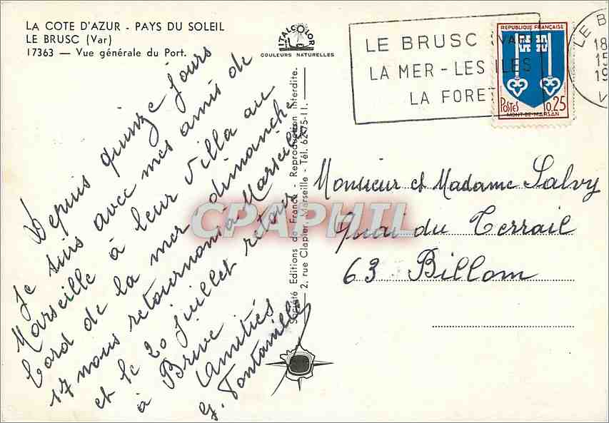 CPM La Cote d'Azur Pays du Soleil Le Brusc Var Vue generale du Port  — Verso