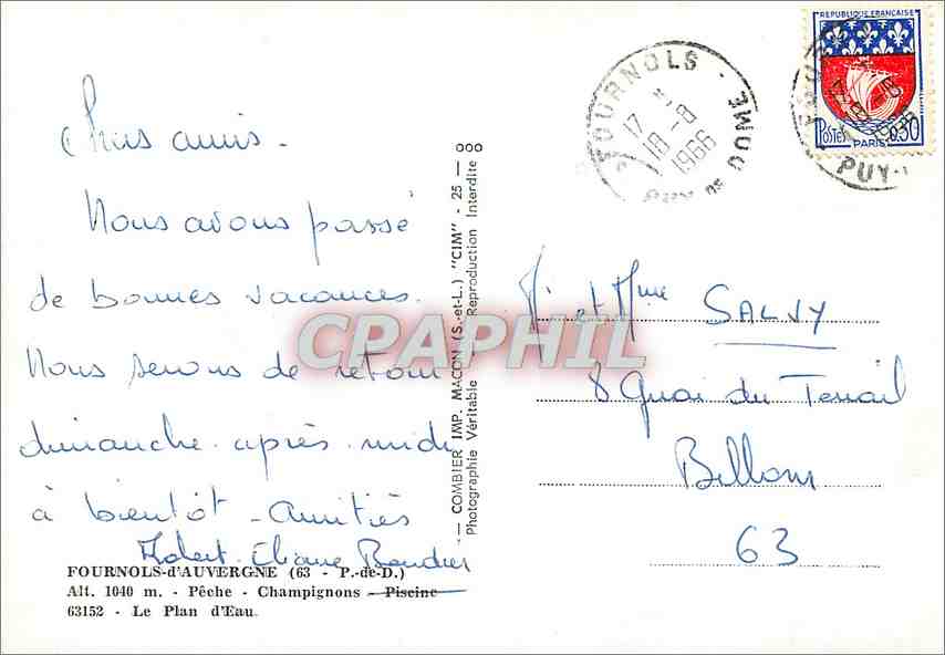 Fournols-d'Auvergne — Le Plan d'Eau — Combière — Achterkant