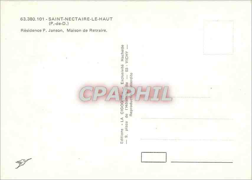 Saint-Nectaire-le-Haut — Résidence P. Janson, Maison de Retraite — Éditions « LA CIGOGNE » — Rückseite