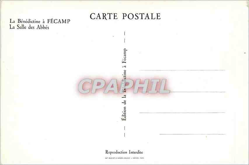 CPM La Benedictine a Fecamp La Salle des Abbes  — Rückseite