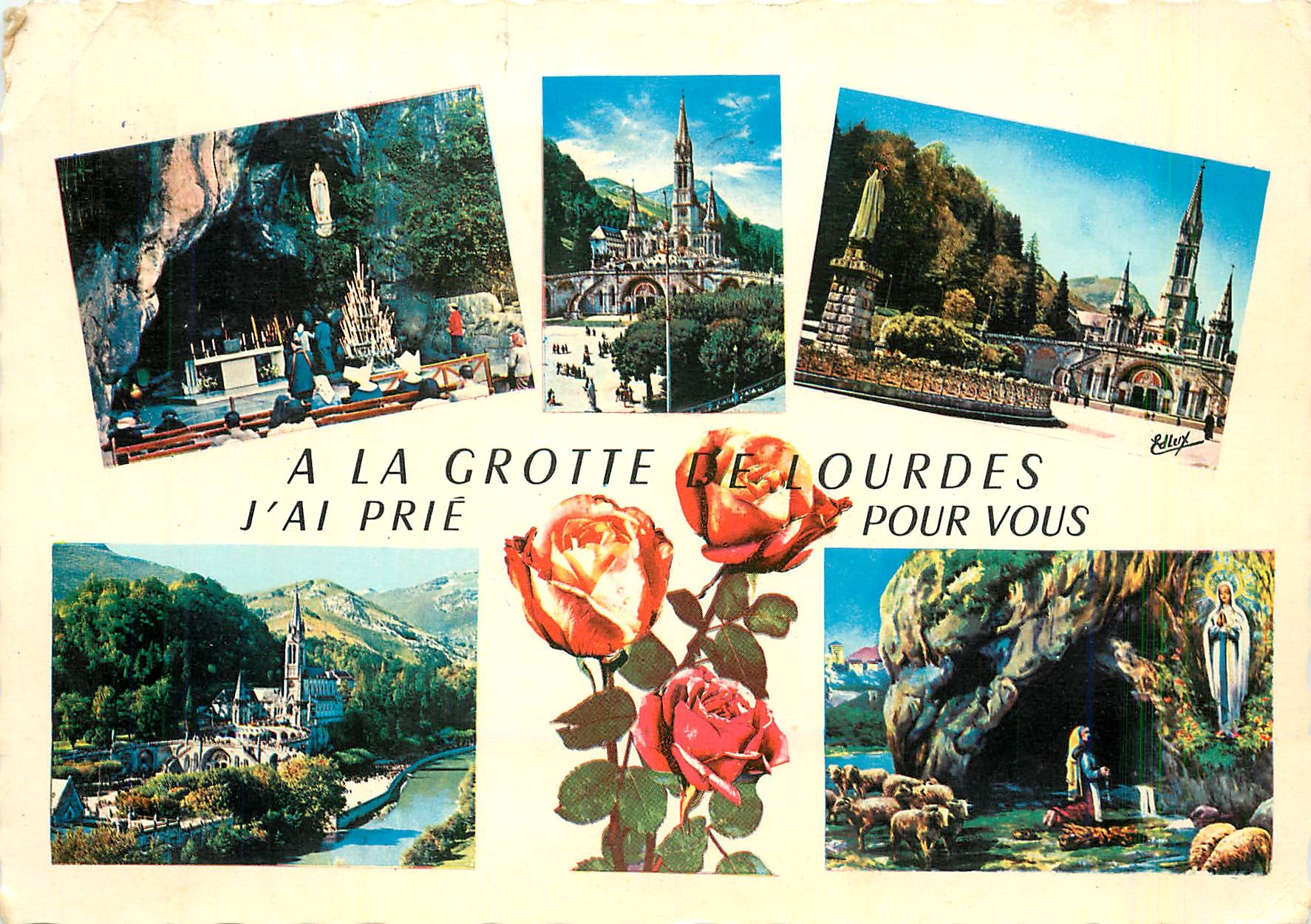 Lourdes — La Grotte Miraculeuse, la Basilique et l'Apparition — Edit. P. Doucet & Pi. Peyramale, n° III