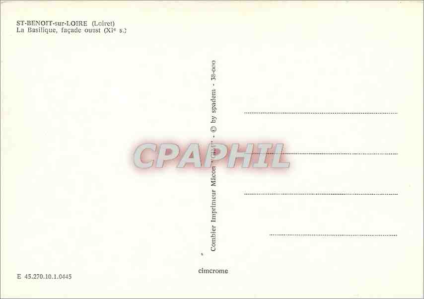 CPM St Benoit sur Loire Loiret La Basilique facade ouest  — Back