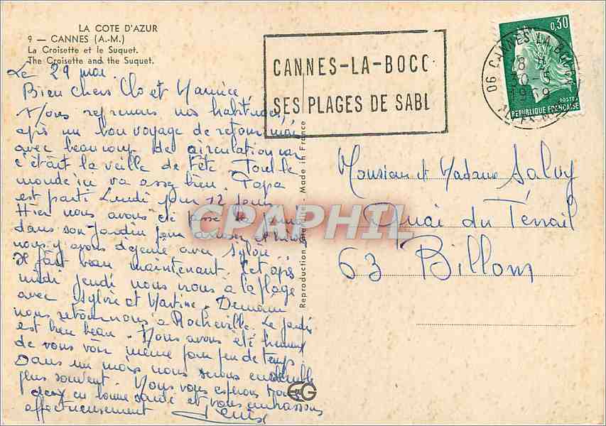 CPM Cannes AM La Croisette et le Suquet  — Verso