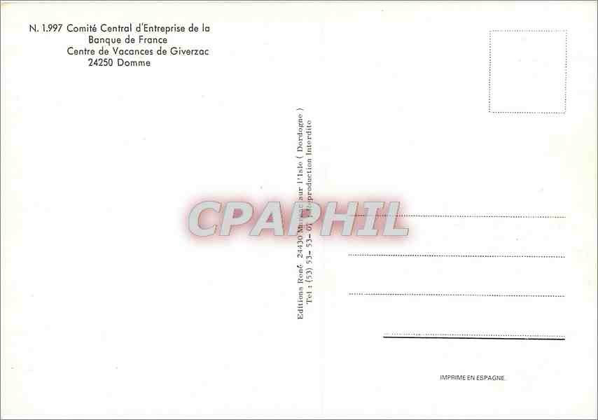 CPM Comite Central d'Entreprise de la Banque de France Giverzac Domme — Rückseite