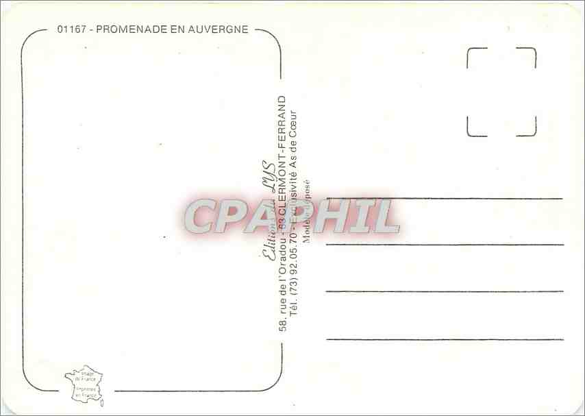 CPM Promenade en Auvergne Orcival Ambert Saurier  — Rückseite