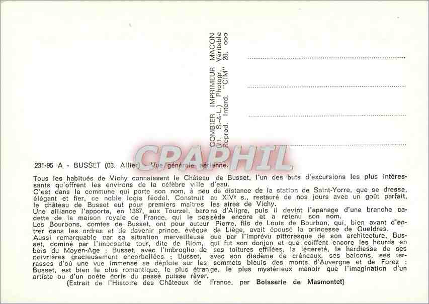 CPM Busset Allier Vue generale aerienne  — Rückseite
