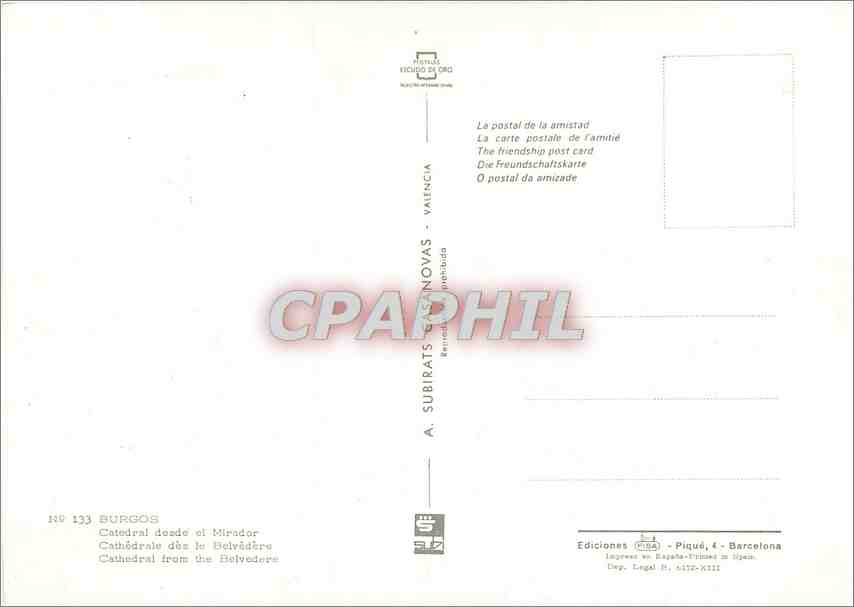 CPM Burgos Cathedrale des le Belvederes  — Rückseite