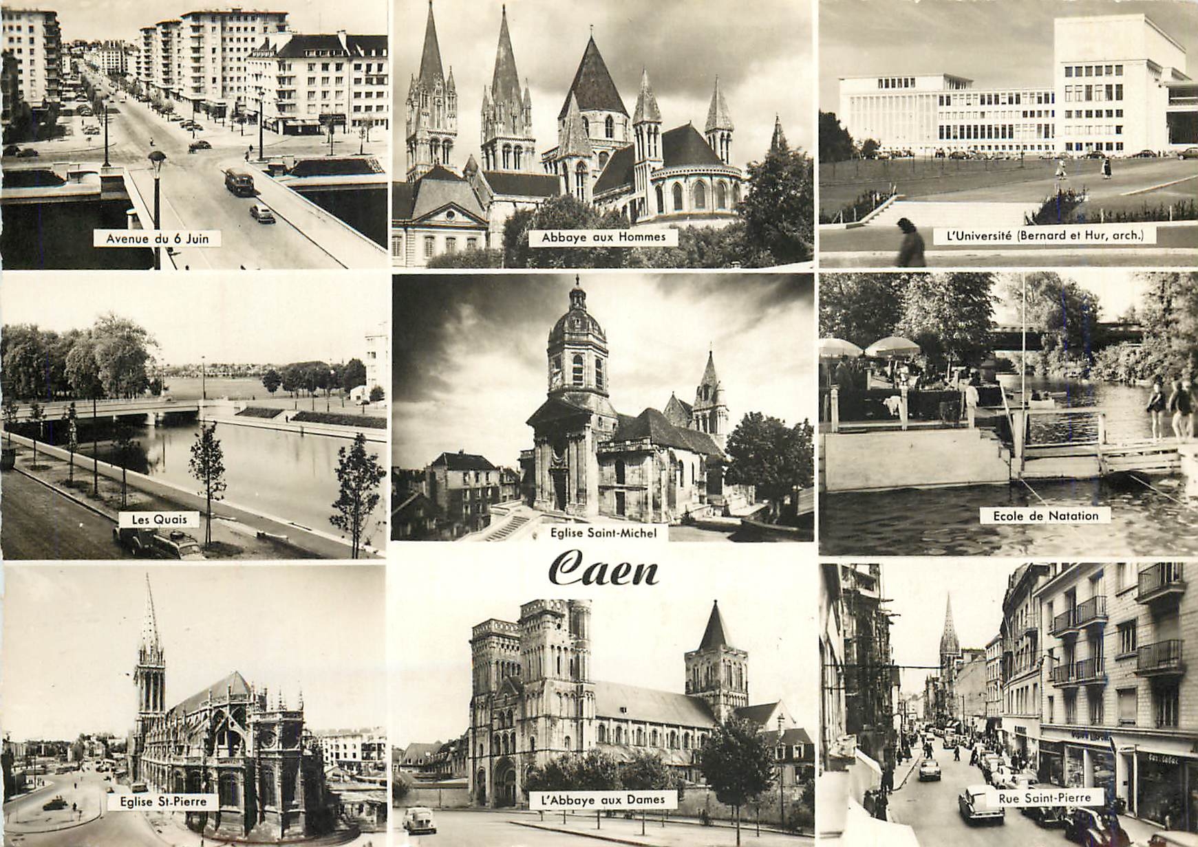 CPM Caen Avenue du 6 juin Abbaye aux hommes Universite Ecole de natation Rue Saint Pierre